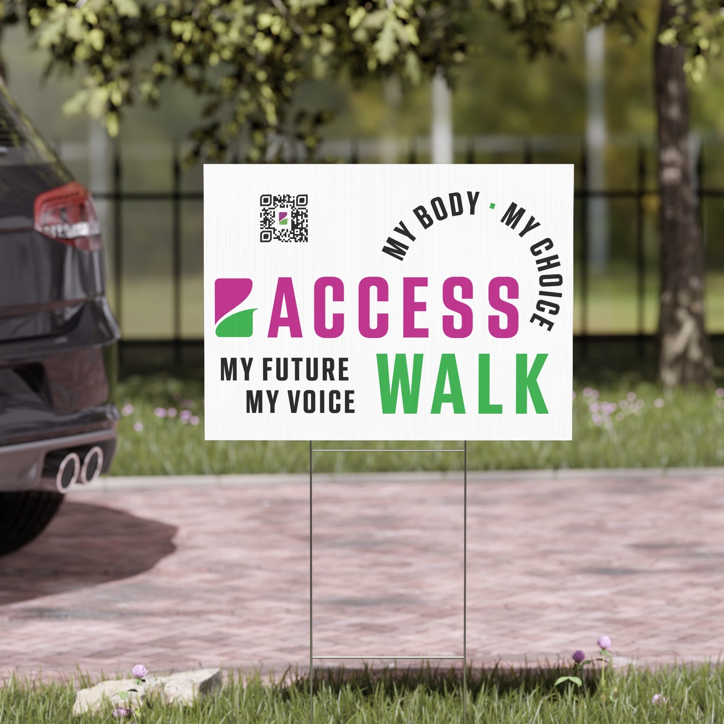 Access Walk Yard Sign - white