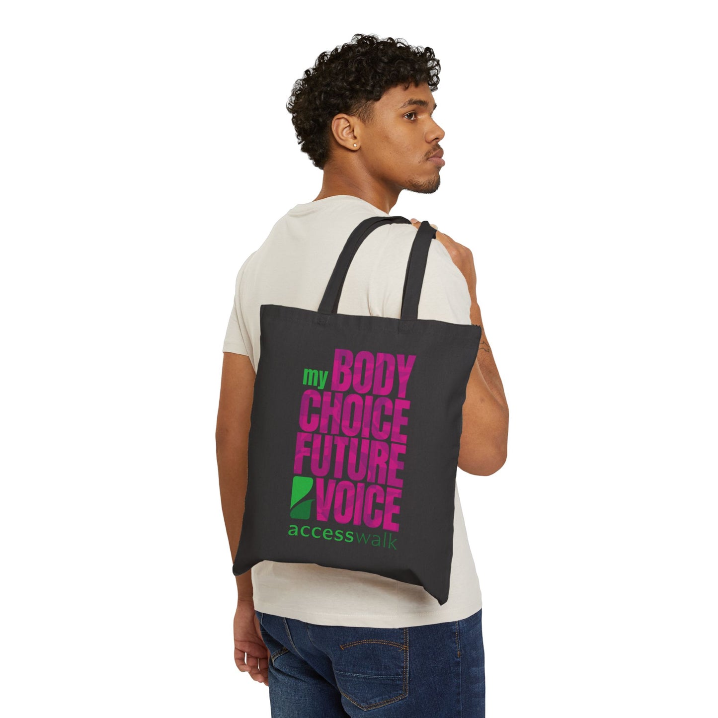 Tote Bag - Access Walk 'My Body, My Choice, My Future, My Voice' in Pinks and Greens